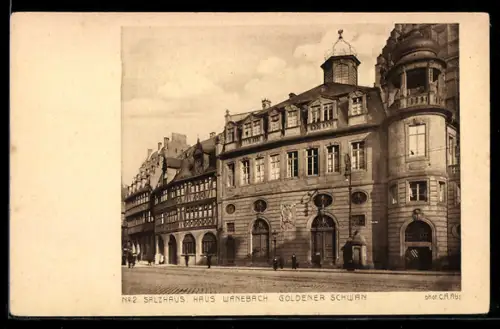 AK Alt-Frankfurt, Salzhaus, Haus Wanebach, Goldener Schwan