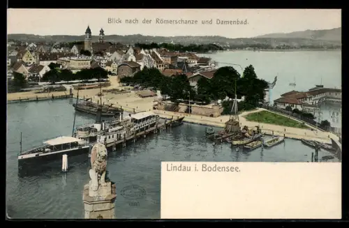 AK Lindau i. Bodensee, Blick nach der Römerschanze und Damenbad