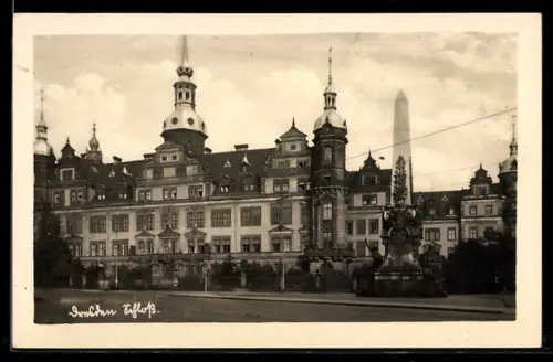 AK Dresden, Blick zum Schloss, Denkmal