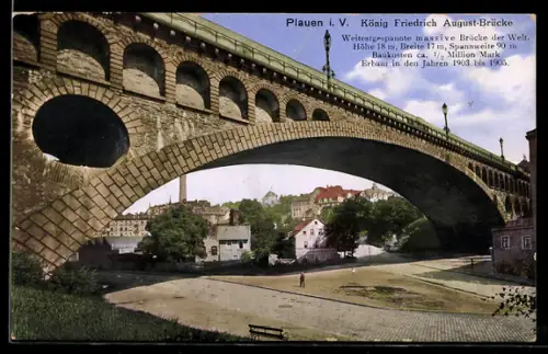 AK Plauen i. V., König Friedrich August-Brücke