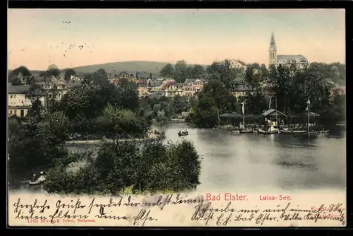 AK Bad Elster, Luisa-See mit Blick zur Kirche