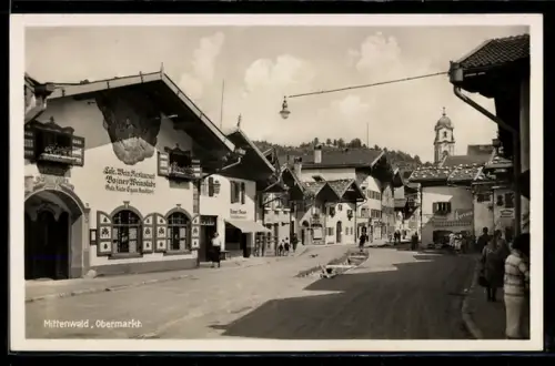 AK Mittenwald, Obermarkt mit Gasthaus