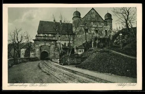 AK Schwarzburg /Thür. Wald, Weg zum Schlossportal