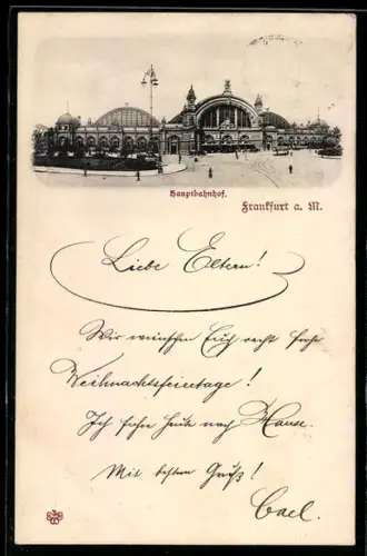 AK Frankfurt a. M., Blick zum Hauptbahnhof