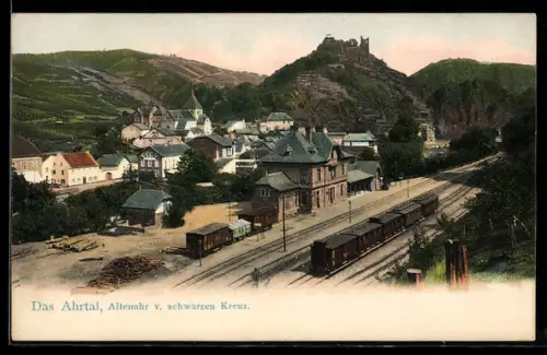 AK Altenahr /Ahrtal, Bahnhof gesehen vom schwarzen Kreuz