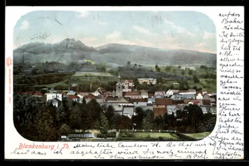 AK Blankenburg i. Th., Panoramaansicht des Ortes