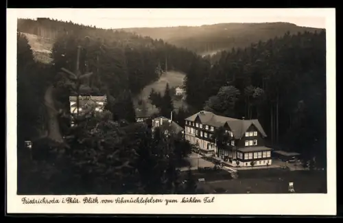 AK Friedrichroda i. Thür., Blick vom Schmücklefelsen zum kühlen Tal