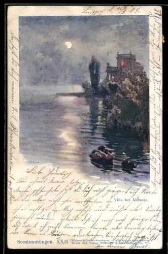 Künstler-AK Raoul Frank: Abbazia, Motiv einer Villa