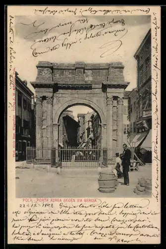 AK Pola, Porta Aurea gegen Via Sergia
