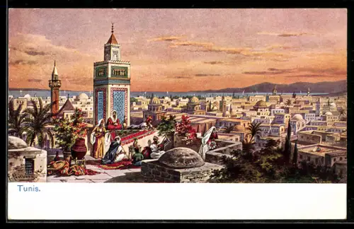 Künstler-AK Friedrich Perlberg: Tunis, Vue Générale