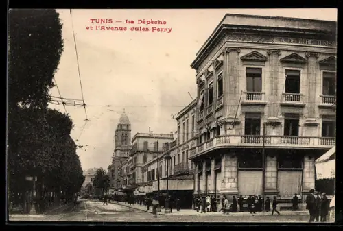 AK Tunis, La Dépèche et l`Avenue Jules Ferry