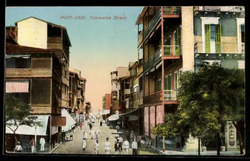 AK Port-Said, Rue de Commerce, Strassenpartie