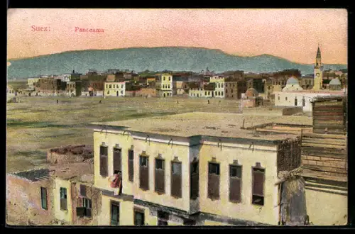 AK Suez, Panorama mit Bergrücken