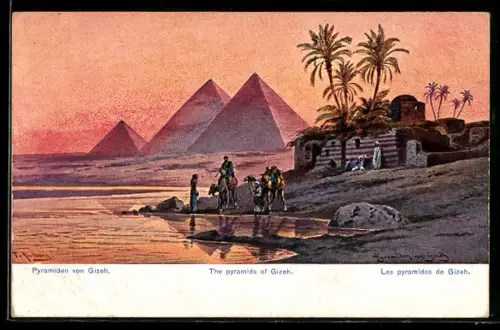 Künstler-AK Friedrich Perlberg: Les pyramids de Gizeh