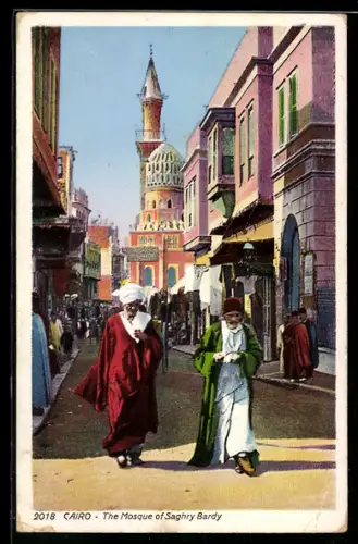 AK Cairo, The mosque of Saghry Bardy, Männer in Arabischer Tracht
