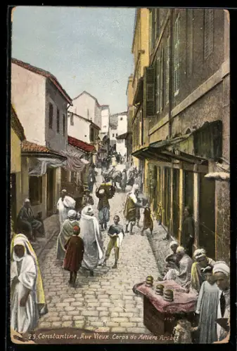 AK Constantine, Rue Vieux. Corps de Metiers Arabes