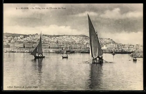 AK Alger, La Ville, vue de l`Entrée du Port