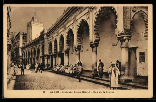 AK Alger, Mosquée Djama Djedid, Rue de la Marine