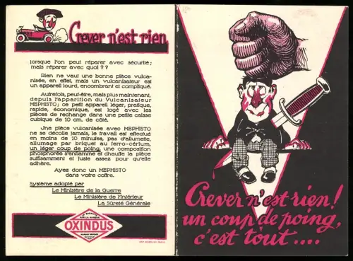 AK Paris, Méphisto, répare votre chambre à air, Rue de Flande 37, Reklame