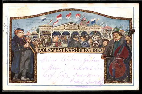 Künstler-AK Ganzsache PP 15 C168 /01: Nürnberg, Volksfest 1910, Wohltätigkeits-Lotterie, Ganzsache Bayern