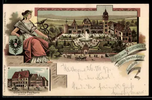 Lithographie Heilbronn, Industrie-, Gewerbe- u. Kunst-Ausstellung 1897, Ganzsache Württemberg