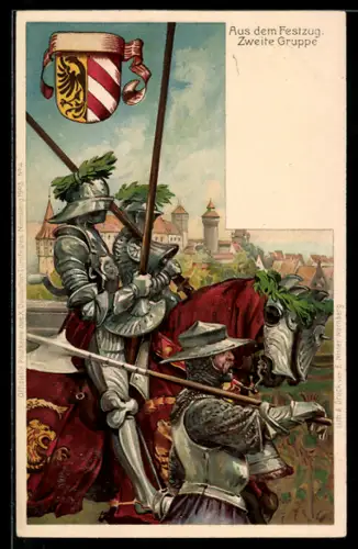 Lithographie Nürnberg, X. Deutsches Turnfest 1903, Zweite Gruppe im Festzug, Ganzsache Bayern