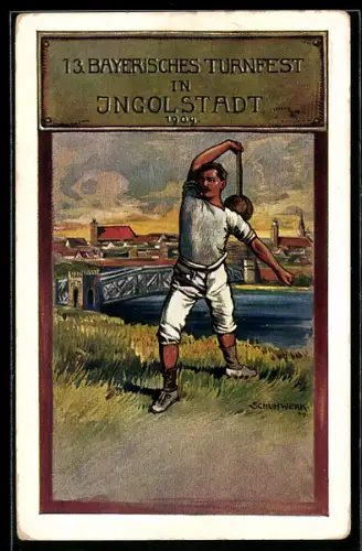 Künstler-AK Ingolstadt, 13. Bayerisches Turnfest, Ganzsache Bayern