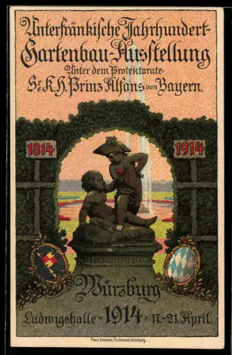 AK Ganzsache PP38 C8: Würzburg, Unterfränkische Jahrhundert-Gartenbau-Ausstellung 1914, Ganzsache Bayern