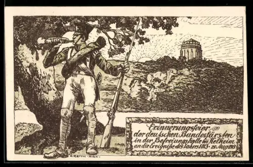 AK Kelheim, Erinnerungsfeier der deutschen Bundesfürsten 1913, Ganzsache Bayern