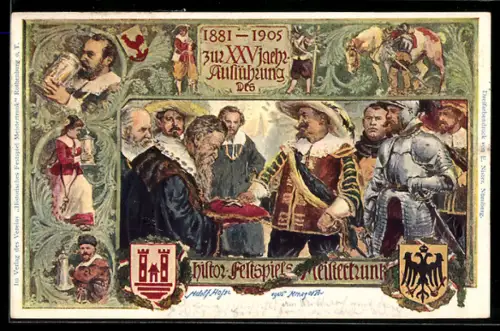AK Rothenburg / T., Historische Festspiele Meistertrunk, 1881-1905, Ganzsache Bayern