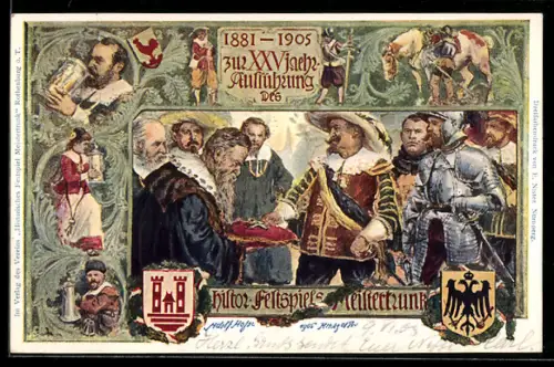 AK Rothenburg / T., Historische Festspiele Meistertrunk, 1881-1905, Ganzsache Bayern