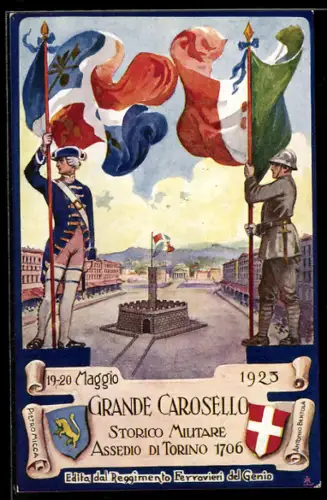 AK Torino, Grande Carosello, Storico Militare, Soldaten in Uniform und mit Wappen
