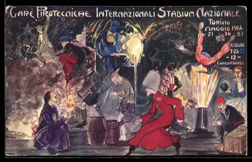 AK Torino, Gare Pirotecniche internazionali, fröhliche Menschen verschiedener Ethnien auf einem Volksfest