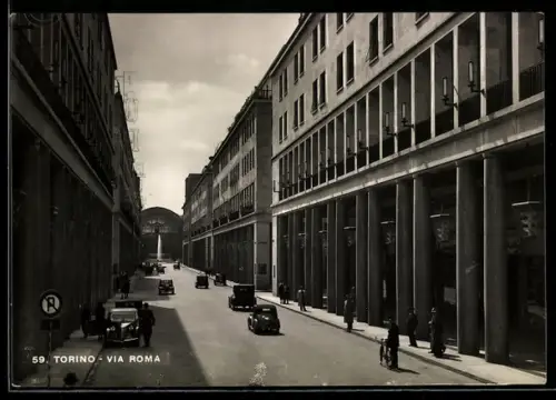 AK Torino, Via Roma con auto e pedoni negli anni `50