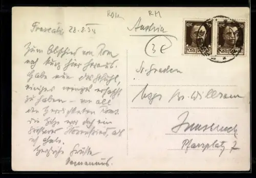 AK Frascati, Villa Rosa, Villini e Panorama di Roma