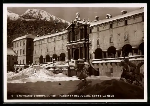 AK Santuario d`Oropa, Facciata del Juvara sotto la neve