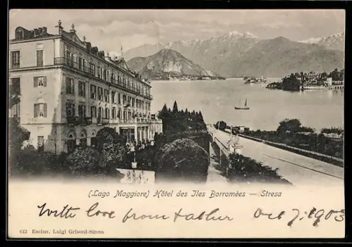 AK Stresa /Lago Maggiore, Hôtel des Iles Borromées mit Blick auf den See und die Berge