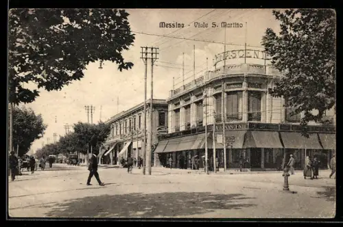 AK Messina, Viale S. Martino con passanti e negozi storici
