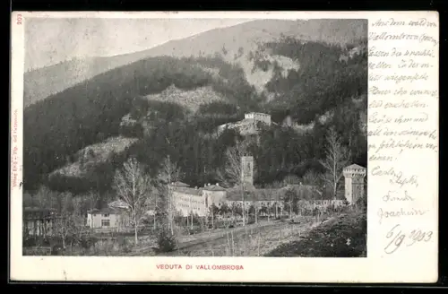 AK Vallombrosa, Veduta del monastero tra le colline toscane