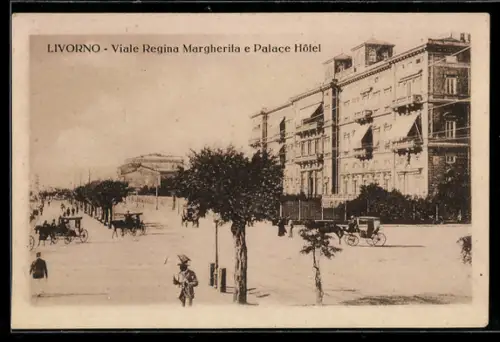 AK Livorno, Viale Regina Margherita e Palace Hôtel con carrozze