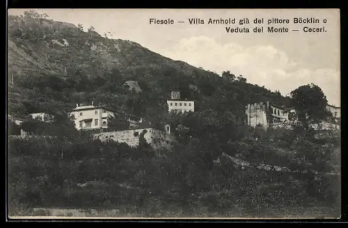 AK Fiesole, Villa Arnhold già del pittore Böcklin e Veduta del Monte Ceceri