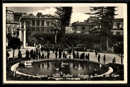 AK Catania, Villa Bellini, Entrata e Vasca dei Cigni