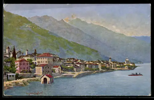 AK Cannobio /Lago Maggiore, Vista panoramica del borgo lungo il lago