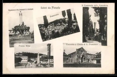 AK Fiesole, monumenti, panorama, campanile, piazza Mino e convento di S. Francesco