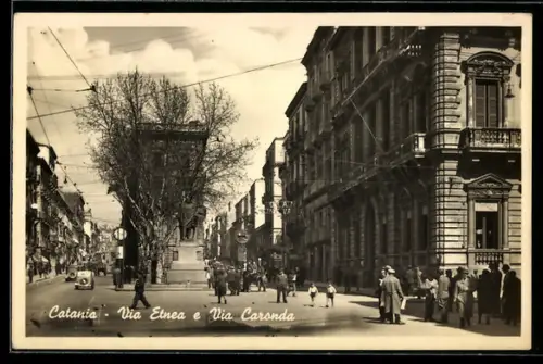 AK Catania, Via Etnea e Via Caronda con passanti e automobili