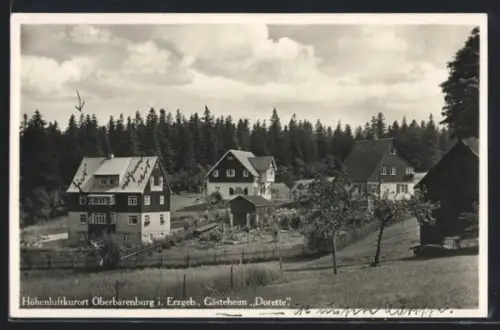 AK Oberbärenburg, Hotel-Pension Dorette mit Garten