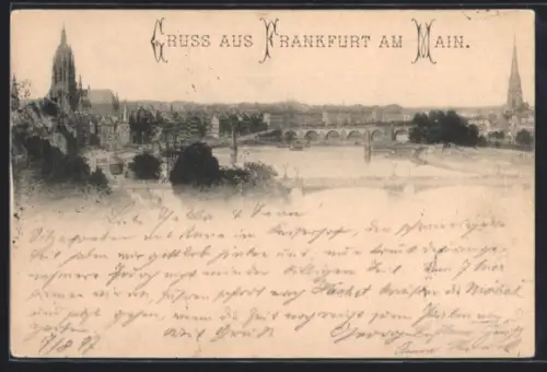 AK Frankfurt a. M., Teilansicht mit Kirche