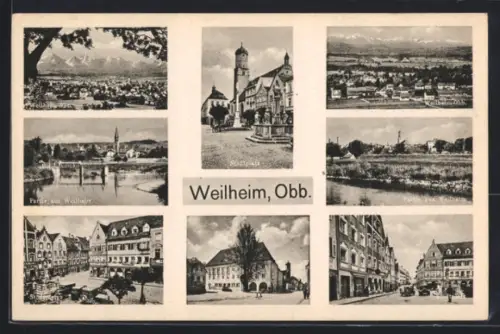 AK Weilheim, Stadtplatz & Ortspartien
