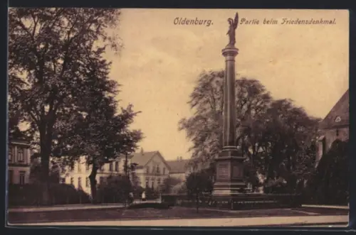 AK Oldenburg, Strassenpartie beim Friedensdenkmal