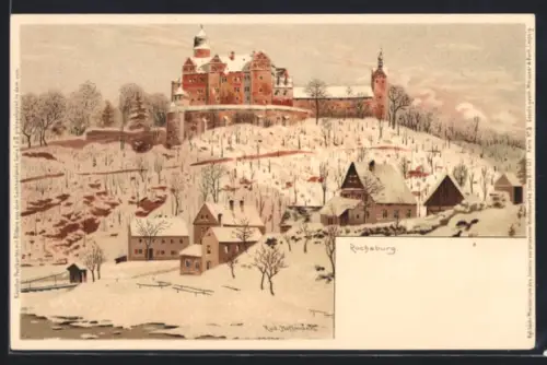Künstler-AK Meissner & Buch (M&B) Nr. 3: Rochsburg, Ortspartie im Winter